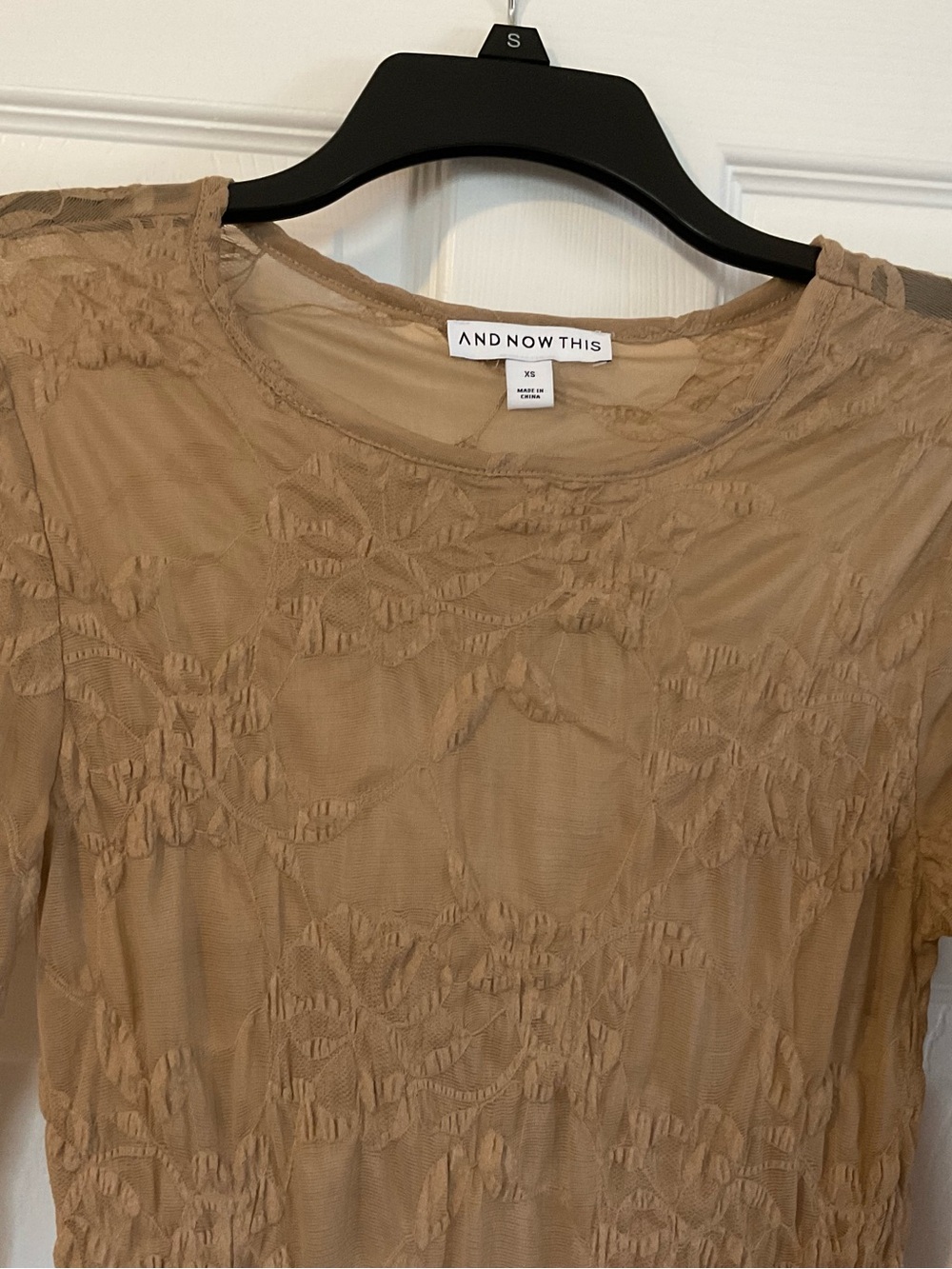 ANDNOWTHIS Tan Textured Long Sleeve Top